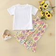 thumbnail image 3 of Kaprioy My First Easter Baby Girl Outfit Girls Clothes Easter Outfit Short Sleeve Cute Bunny Letter Print T-Shirt Tops + Bell Bottoms Flare Pants, 3 of 7