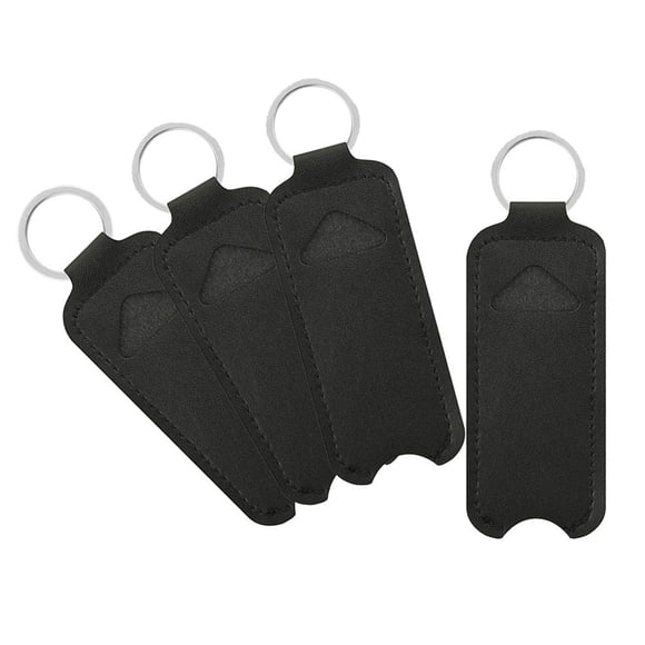 Luzen - 4 fundas de piel sintética para bálsamo labial, llavero portátil, bolsa de almacenamiento para pintalabios, funda protectora para mujeres y niñas, color negro