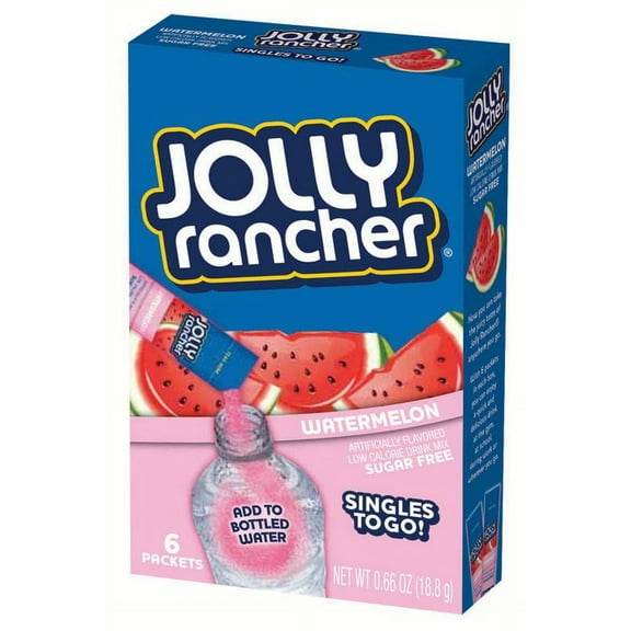 (72 Packets) Jolly Rancher Sugar-Free Watermelon To Go Drink Mix Singles, 0.66 Oz