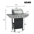 thumbnail image 2 of Topcobe Propane Gas Grill, 3-Burner BBQ with Side Burner, Stainless Steel, 37,000 BTU Outdoor Cooking, Patio Garden Grill, 2 of 10