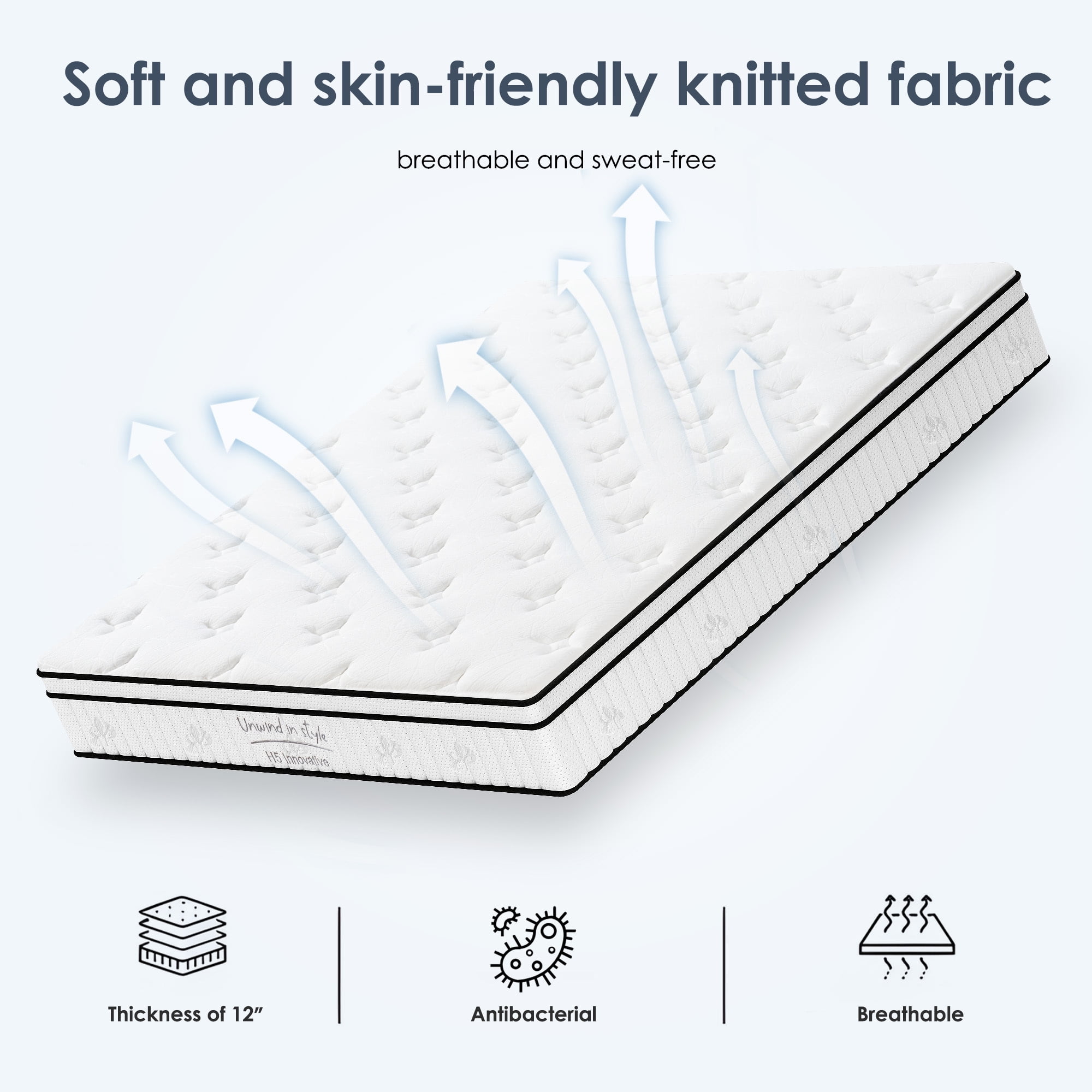 Soges Mattress 12 inch Hybrid Mattress Full Size, Individual Pocket Spring Bed Mattress, Medium Firm Mattress for Pressure Relief, Strong Edge Support, CertiPUR-US