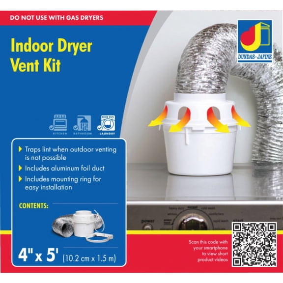 Dundas Jafine TDIDVKZW Proflex Indoor Dryer Vent Kit, 4" x 5'