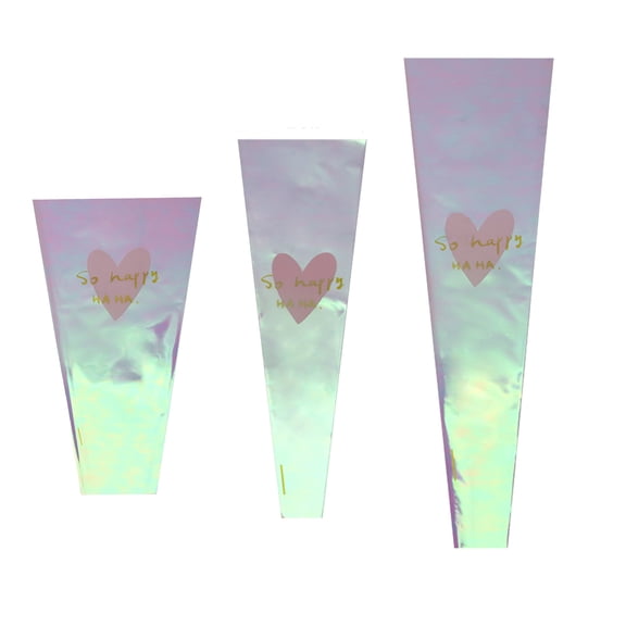 Minjewel Colorful Wish Single Flower Bag for Florists, Valentine's Day Bouquet Wrapping Paper, Gift for Her, DIY Floral Arrangement, Romantic,Pink,L