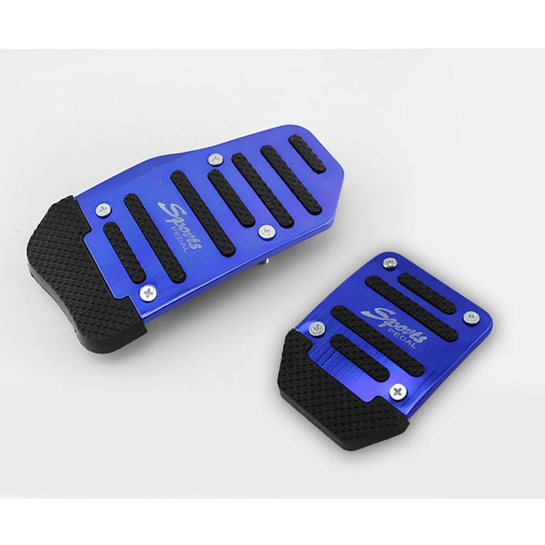 Car Non-Slip Foot Pedal Auto Aluminum Pedal Covers Gear Accelerator Brake  Pedal Cover Treadle Set Universal Application（Manual - Blue） 