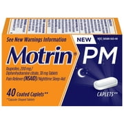 Angle View: Motrin PM Caplets, 200 mg Ibuprofen & 38 mg Sleep Aid, 40 ct.