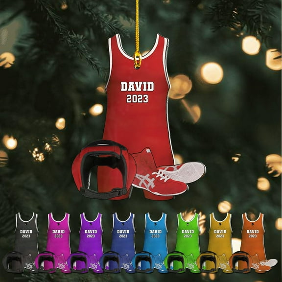 Personalized Wrestling Ornaments, Wrestling Christmas Ornament 2025, Boys Girls Wrestling Gifts Wrestler Christmas Ornaments, Wrestling Coach Gift for Wrestling Player Wrestling Helmet Ornament (W12)