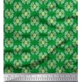 thumbnail image 1 of Soimoi Green Japan Crepe Satin Fabric Artistic Flower Damask Printed Craft Fabric by the Yard 42 Inch Wide, 1 of 3