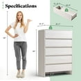 thumbnail image 2 of Papajet 5 Drawer Dresser for Bedroom, 48" Tall Modern Chest of Storage Drawers with Anti-Tip Kit, Wood Cabinet Organizer, Easy Assembly, White, 2 of 8