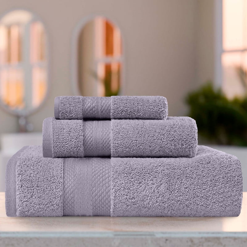 Superior Aria Turkish Cotton 3-Piece Towel Set, Ultra Soft Heavyweight Towels, Wisteria