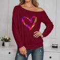 thumbnail image 1 of TINZ Chandail en Molleton Mode Femme à Manches Longues Épaules Dénudées Chandail Décontracté Col Rond Tunique avec Design Imprimé pour Automne Hiver Veste à Fermeture Éclair Complète Chemise d'Automne Grande Taille, 1 of 3