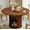 Brown-Table with Storage, variant on Wirrytor Round Dining Room Table with Storage, Modern Round Table for 4, Kitchen table with 2-Layer Storage Shelves, Circle Dining Table,Natural