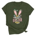 thumbnail image 4 of UPPADA Femmes Heureux Easter T-Shirt Bunny Lapin Graphique T-Shirt Manche Courte Drôle Lettres Imprimées Chemises Manche Courte Col Rond Tuniques Hauts Vert Armée,TG, 4 of 5