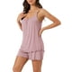 thumbnail image 4 of INSPIRAR CHIC Conjunto de Pijamas para Mujeres con Top de Tirantes y Pantalones Cortos en Color Sólido con Volantes L Rosa Claro, 4 of 6