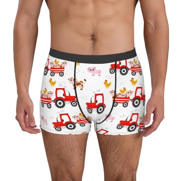 Balery Tractor With Farm Animals Calzoncillos bóxer para hombre, ropa interior de algodón suave y transpirable con cinturilla de nailon-X-Large