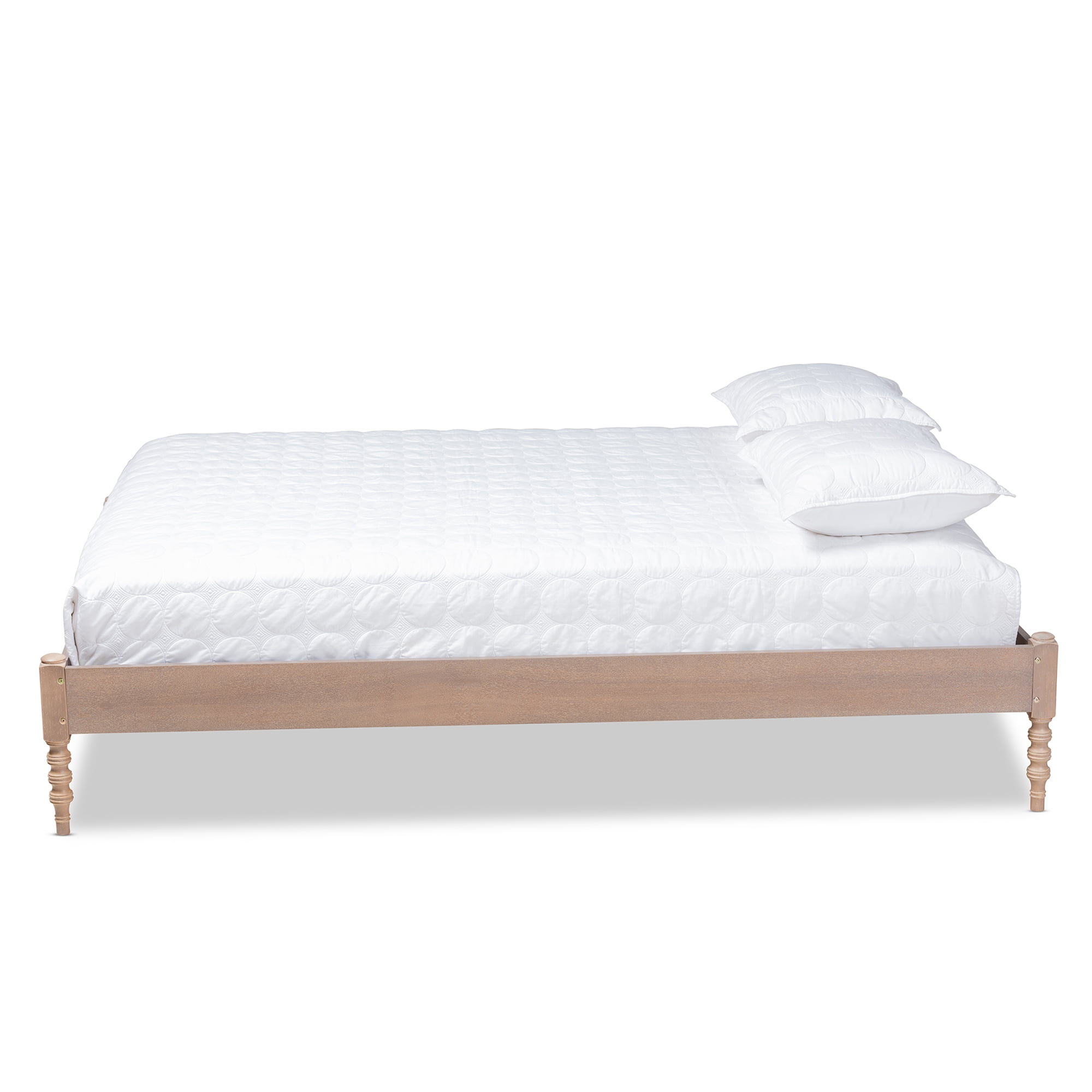 Baxton Studio Cielle French Bohemian Antique Oak Finished Wood Queen Size Platform Bed Frame