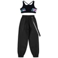 thumbnail image 4 of vastwit Kids Girls Jogger Pants Dance Outfits Sports Crop Tops 2 Piece Set for Jaz Hip Hop Street Lily 8, 4 of 7