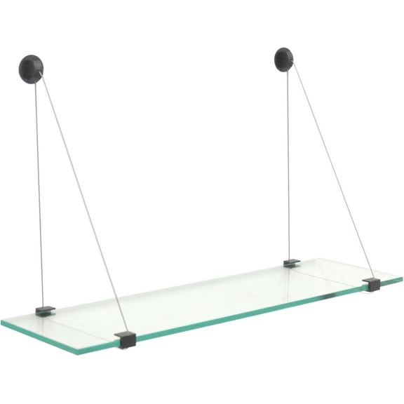 Clear Hanging Glass Shelf 10" X 21" Black Finish
