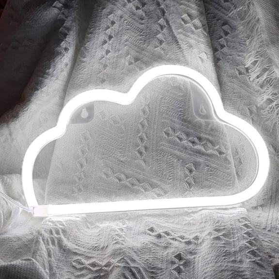 HIBIBUD Cloud Neon Sign White Cloud Light Sign Wall Decor Battery Usb Powered Clouds Shaped Led Sign Decoration Lights Bedroom Aesthetic Teen Girl Kid Room Christmas Birthday Wedding Party