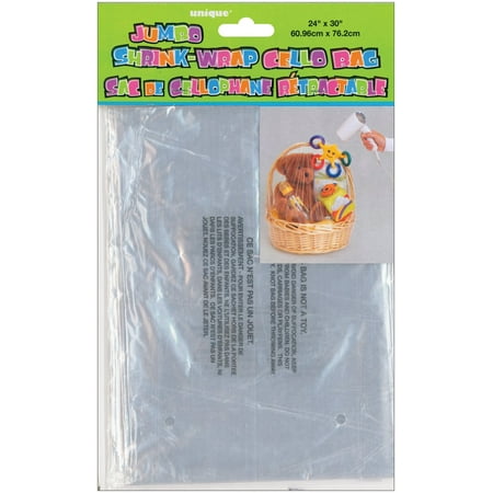 Cellophane Shrink Wrap Bag, 30 x 24 in, Clear, 1ct