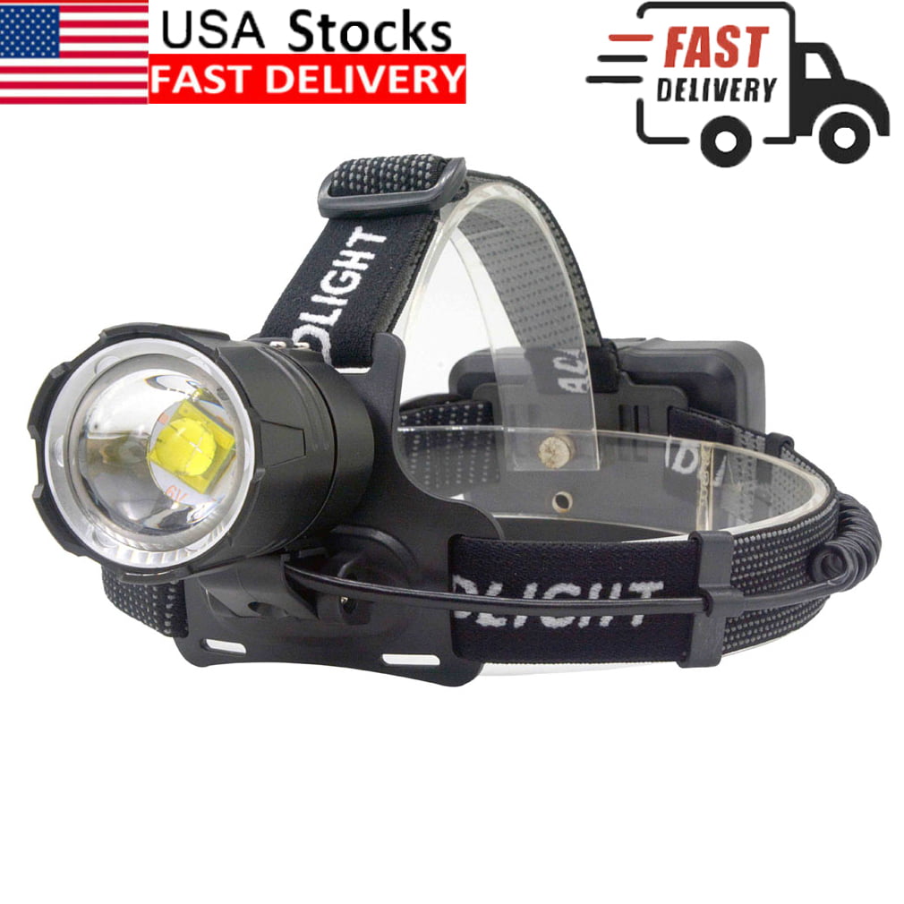 2* Rechargeable Tactical Super Bright Headlamp Zoomable 350000LM LED Headlight 