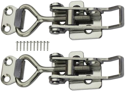 JJEAN-Adjustable Buckle Cabinet Boxes Lever Handle Toggle Catch Latch Lock with Screws,2 Pcs (3S,Range:126-148mm)