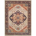 thumbnail image 4 of Pasargad Home Serapi 3' x 24' Hand-Knotted Wool Ivory/Navy Runner Rug - All Ages, Indoors, 4 of 5