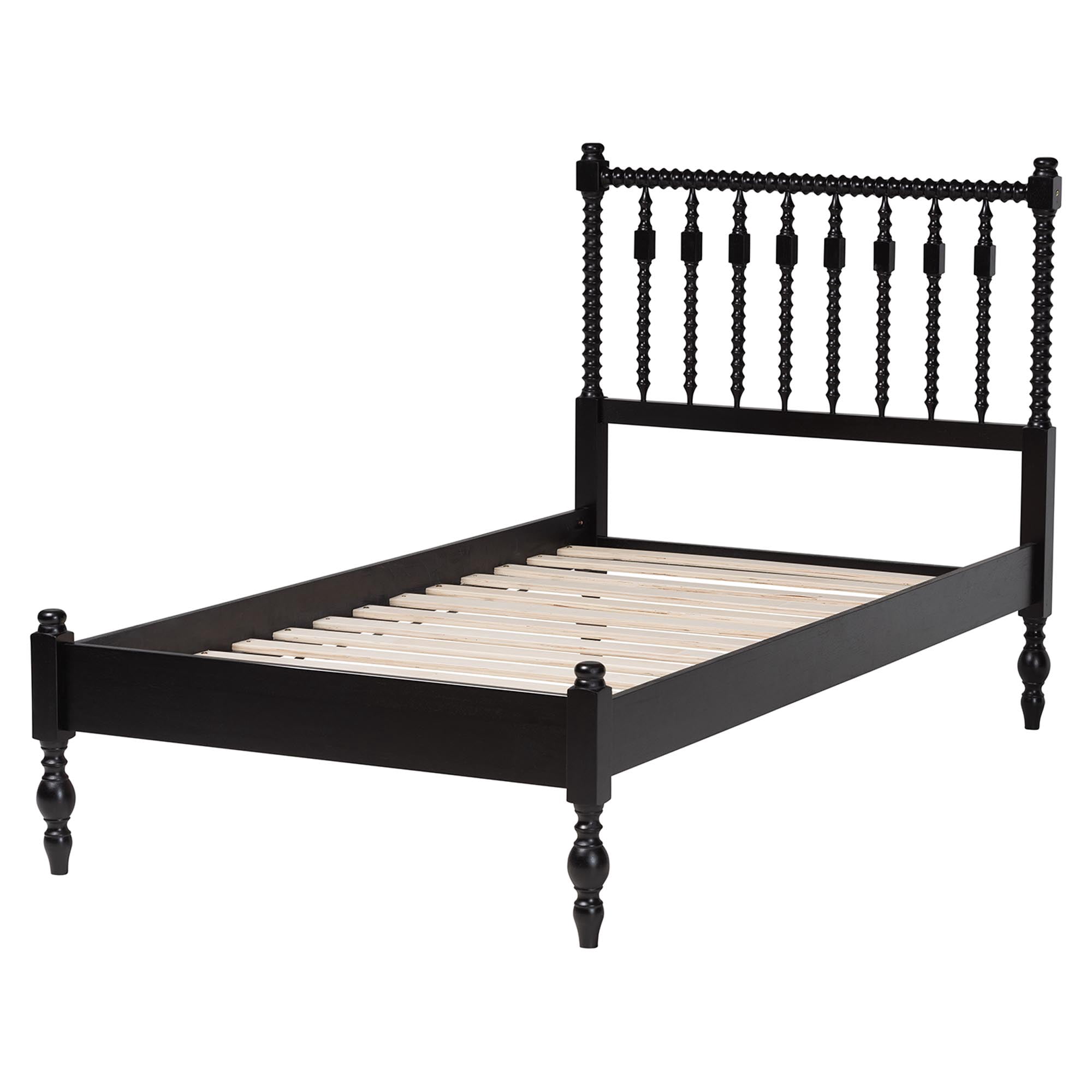 Baxton Studio Callison Farmhouse Platform Bed, Twin, Black