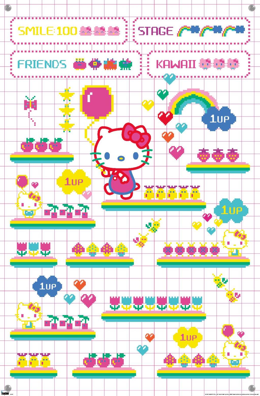 Hello Kitty - Arcade Wall Poster with Push Pins, 14.725" x 22.375"