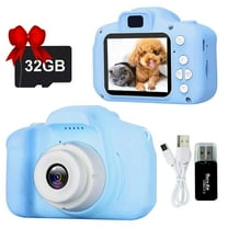 Kids Selfie Camera, 1080P HD Video Camcorder, Charming Christmas Birthday Gift for Boys 3-10, Portable Game Toy with 32G SD Card (Blue)