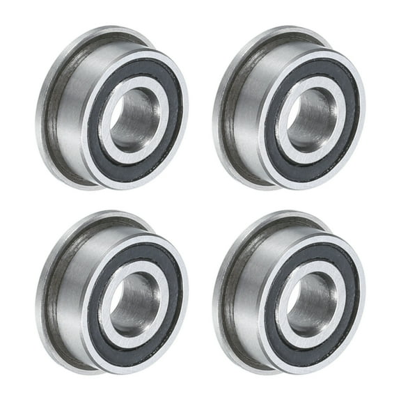 MF104-2RS Flanged Ball Bearing 4x10x4mm Double Sealed Chrome Steel Flange Bearings, 4 Packs