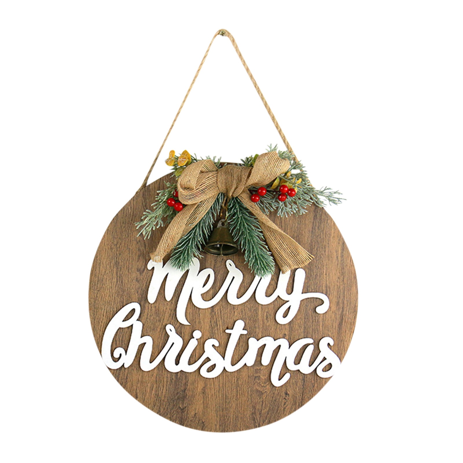 HSMQHJWE Small Lit Wreath Christmas Wooden Door Hanging Hanging