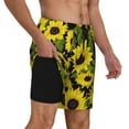 thumbnail image 3 of Gaeub Sunflowers In Vintage Mens Swim Trunks Stretch Beach Shorts Quick Dry for Men Swim Shorts Swimwear with Pockets- XX-Large, 3 of 9
