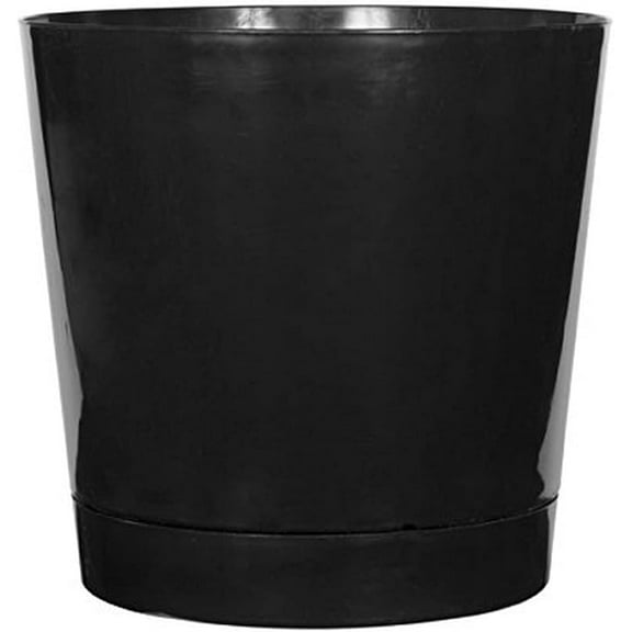 Majestic Full Depth Round Cylinder Pot, Glossy Black, 10-Inch (10108)
