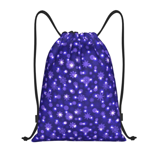 Saiise Beautiful Purple Snowflakes Pattern Sports Drawstring Backpack - String Swim Gym Bag with Wet Proof Pocket for Women&Men-Medium