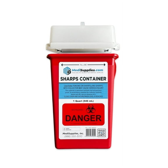 10pcs, 1 Quart Biohazard Containers, Red