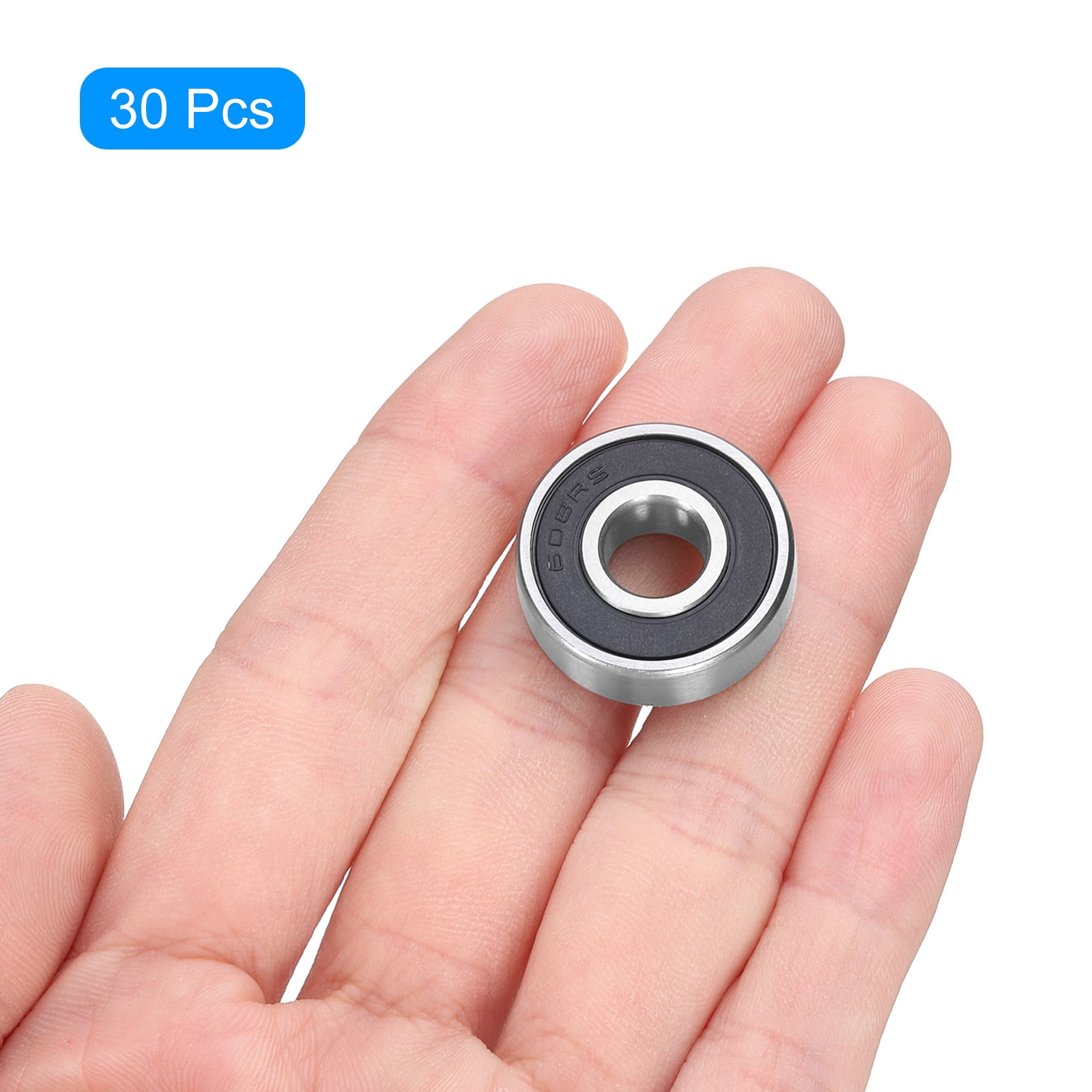 Uxcell 30pcs 608-2RS Miniature Ball Bearings 8x22x7mm Double Shielded Bearings Black