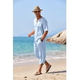 thumbnail image 3 of COOFANDY Men's 2 Pieces Linen Set Henley Shirt Short Sleeve and Harem Capri Pants Wide Leg Baggy Beach Yoga Trousers Outfits, 3 of 6