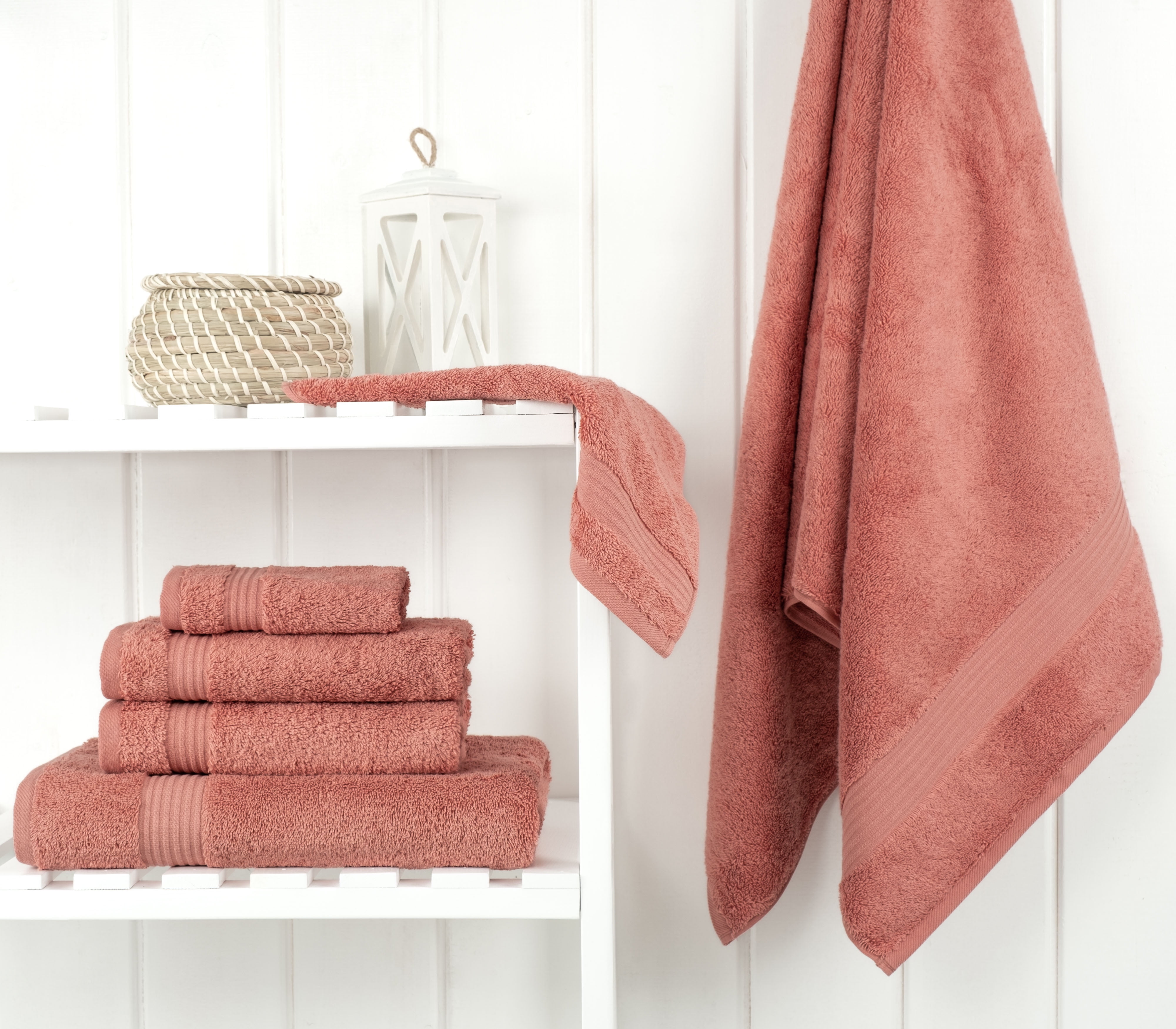 Cotton Paradise 100% Cotton 6 Piece Towel Set, Soft Absorbent Quick Dry Towels for Bathroom, Coral