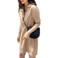 thumbnail image 6 of ZANZEA Womens Dresses Short Sleeves Solid Color Lapel Neck Casual Pullover Dress, 6 of 7