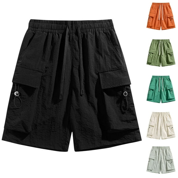 DODADAWANJ Men's Shorts Quick Dry with Multi Pockets Summer Casual Work Shorts Fitness Drawstring Athletic Shorts Fathers Day Gifts Green XXXL
