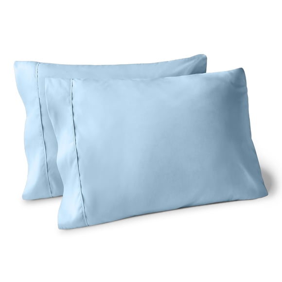 Juego de Fundas de Almohada Bare Home Colección Premium 1800 Doble Cepillado Ultra Suave Tamaño Estándar Azul Claro 2 Unidades