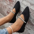 thumbnail image 6 of DIVVce Pointed Toe Flats For Women Stretch Knit Pearl Beaded Single Thin Strap Slip On Flat Shoe Footwear, 6 of 7