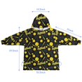 thumbnail image 6 of Softballs and Text Black Pattern Flannel Blanket Hoodies for Teens ,Teens Oversize Sherpa Wearable Hooded Blanket Sweatshirt with Super Pockets, 6 of 6