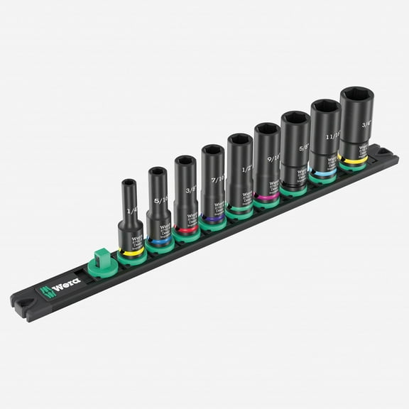 Wera Tools 9660 Magnetic Rail B Impaktor Deep Imperial 1 Socket Set, 9 Pieces