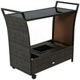 thumbnail image 6 of GVN Patio Rattan Bar Serving Cart with Glass Top and Handle, 6 of 11