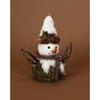 Pack of 2 Modern Lodge Iced Snowman Figures with Moss, Berries and Pine Cones