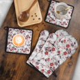 thumbnail image 5 of Pioneer Flower Kitchen Oven Mitt and Pot Holder Sets 4 Pcs for Baking, Cooking and Grilling, Heat Resistant Up To 392 °F, 5 of 7