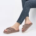 thumbnail image 6 of Ecetana House Slippers for Women Corduroy Cross Band Memory Foam Slippers Open Toe Non-Slip Home Shoes, 6 of 7