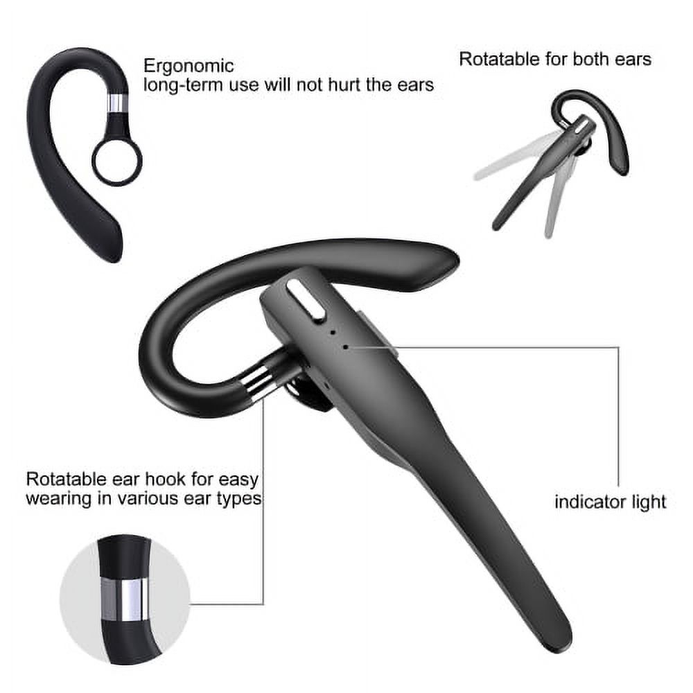 Visland Wireless Bluetooth Headset Earpiece Business Earphones Cell Phones HD Stereo Sweatproof Headsets for Hands Free Workout Noise Cancelling Earbuds
