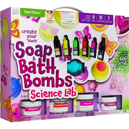 Dan&Darci Soap & Bath Bomb Making Kit for Kids, 3-in-1 Spa Science Kit, Easter Craft Gifts For Girls & Boys Age 6-12 Year Old Girl Crafts Kits : DIY Experiment Toys, Craft Gift For Kids Ages